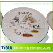 Plaque à pizza en porcelaine avec étiquette (TM0506)